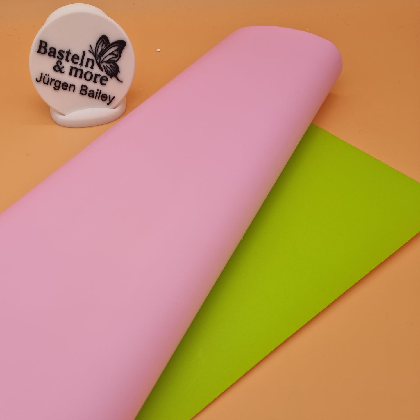 Folie Dicke Satinfolie Doppelseitig "Rosa/Grün 176" 50cm*10y