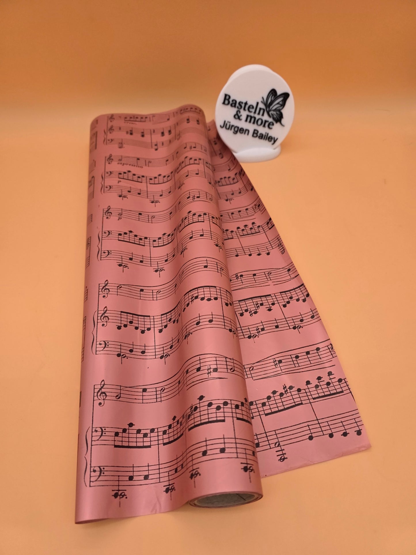 Folie Satinfolie Einfarbig "Rosa mit schwarzen Noten 215" 50cm*8,5m