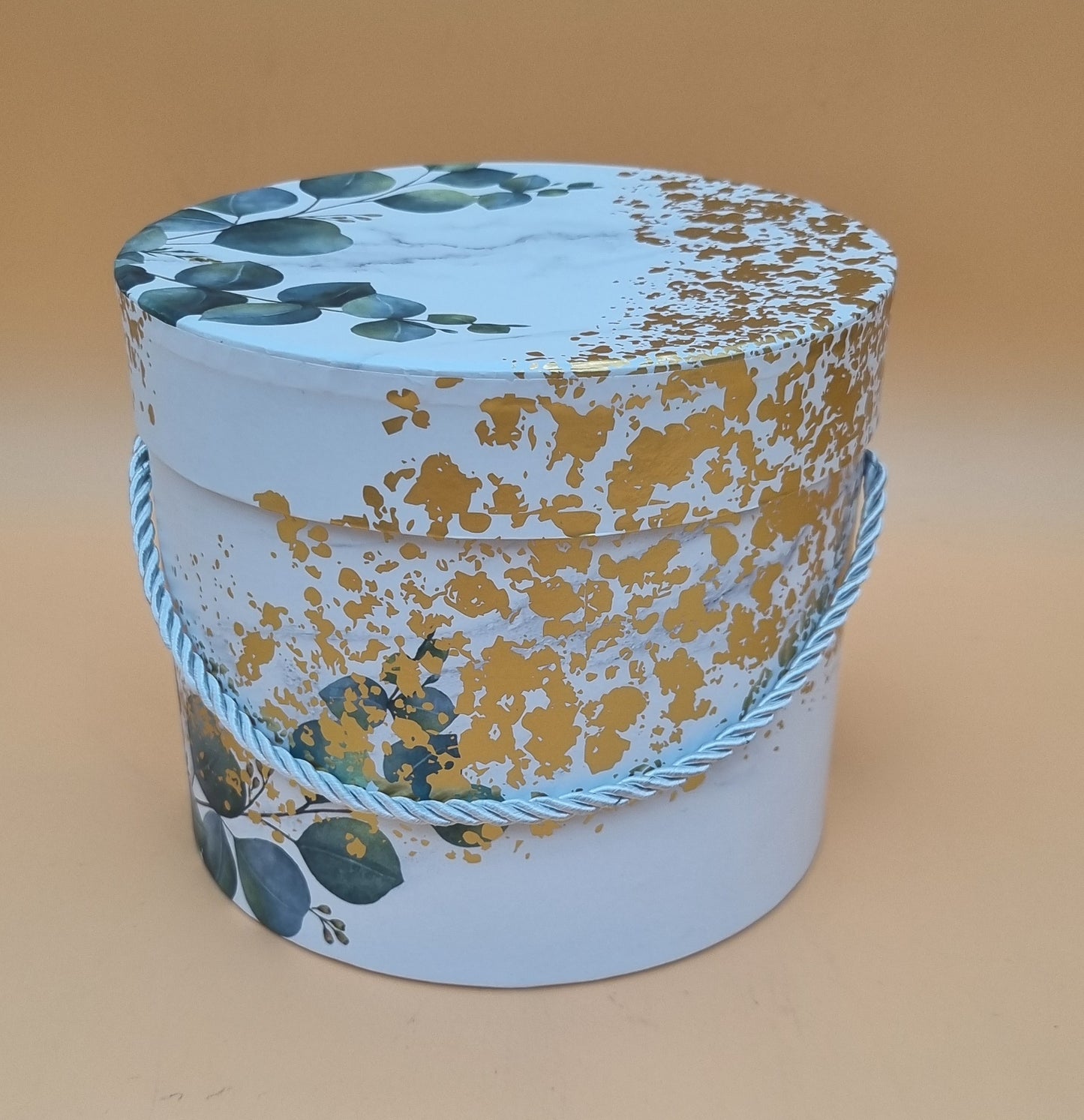 Box mit Deckel 16x14cm "Weiß mit Eukalyptus 695"