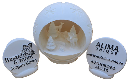 Weihnachtsdeko "Schneekugel Rentier im Wald"