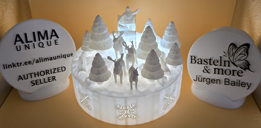 Weihnachtsdeko "Winterlandschaft 2 beleuchtet" 18x18x12 cm