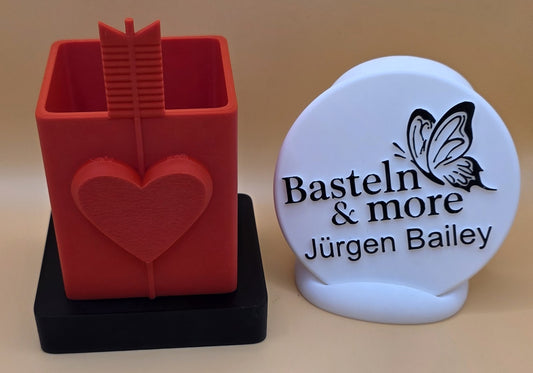 Utensilienhalter "Herz und Pfeil 2 " ca. 10x15x9 cm