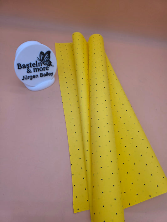 Folie Satinfolie Einfarbig "Gelb mit schwarzen Punkten 329" 50cm*8,5m