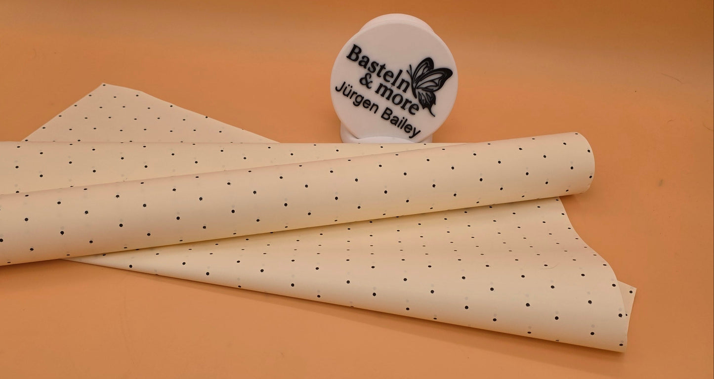 Folie Satinfolie Einfarbig "Creme mit schwarzen Punkten 333" 50cm*8,5m