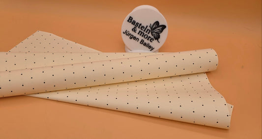 Folie Satinfolie Einfarbig "Creme mit schwarzen Punkten 333" 50cm*8,5m