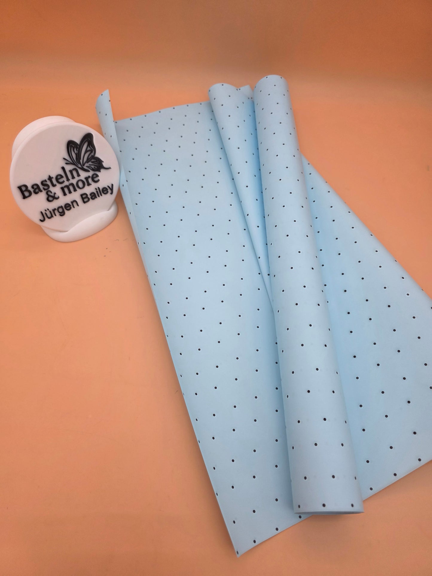 Folie Satinfolie Einfarbig "Blau mit schwarzen Punkten 342" 50cm*8,5m