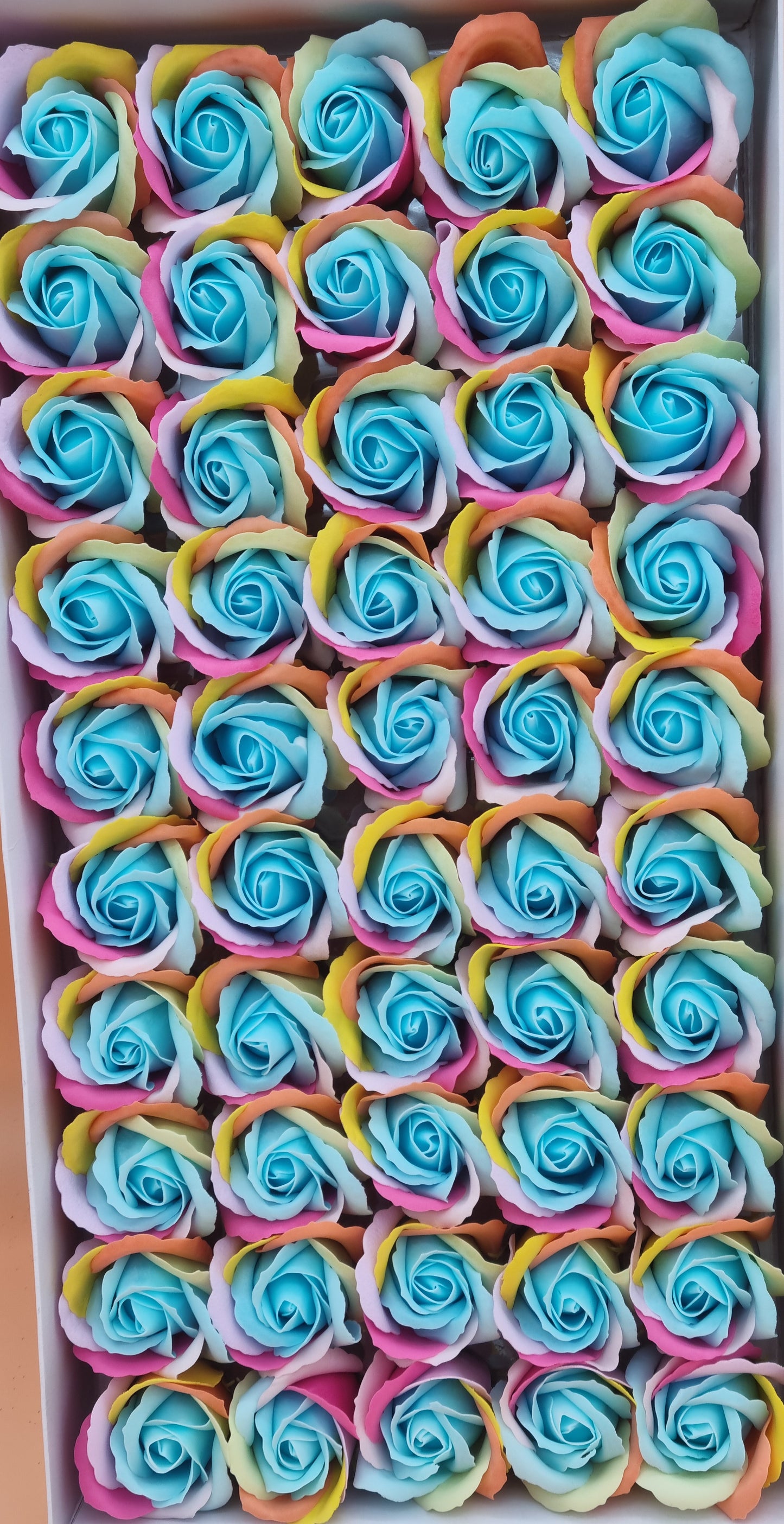 Seifenblume Multicolor "Rose 49" Regenbogen mit Blau