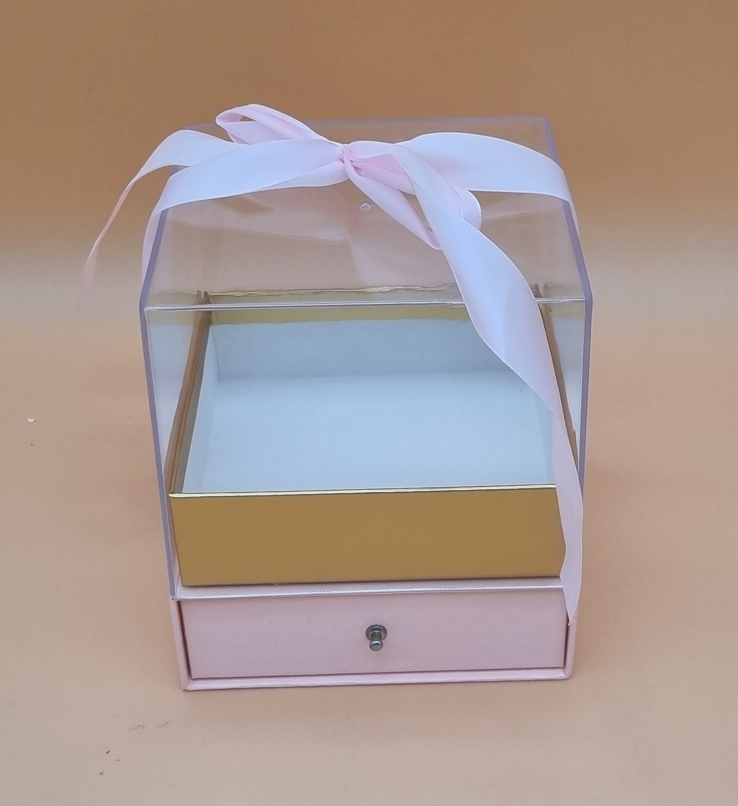 Box Würfel mit Deckel und Schublade 14x14x16cm "Rosa 546"