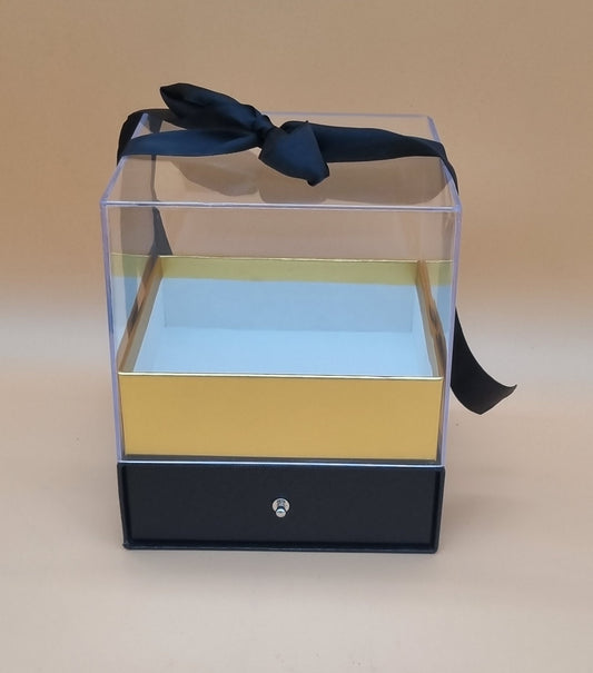 Box Würfel mit Deckel und Schublade 14x14x16cm "Schwarz 547"