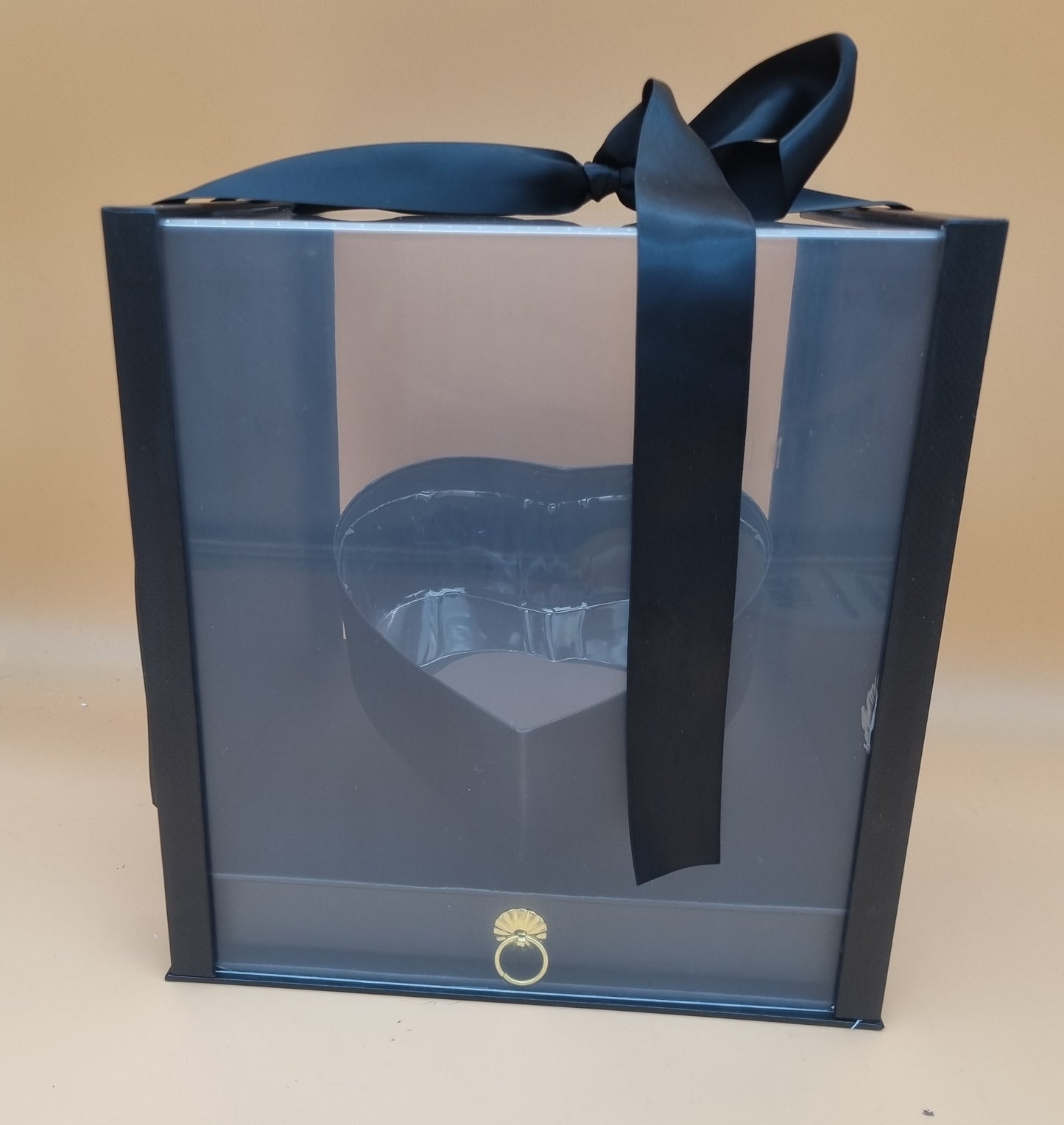 Box Würfel mit Deckel, geneigtem Herz und  Schublade 24,5x24,5x22,5cm "Schwarz 558"