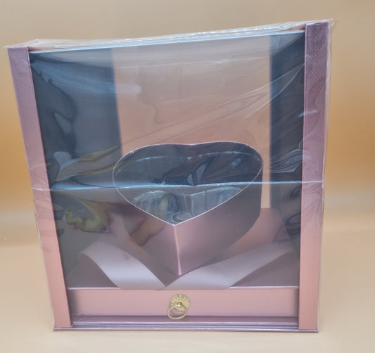 Box Würfel mit Deckel, geneigtem Herz und  Schublade 24,5x24,5x22,5cm "Rose 561"