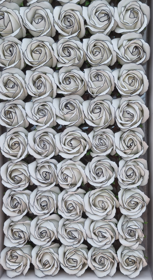 Seifenblume Multicolor Rand "Rose 64" Weiß mit schwarzem Rand