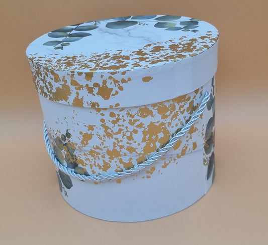 Box mit Deckel 19x16,5cm "Weiß mit Eukalyptus 696"