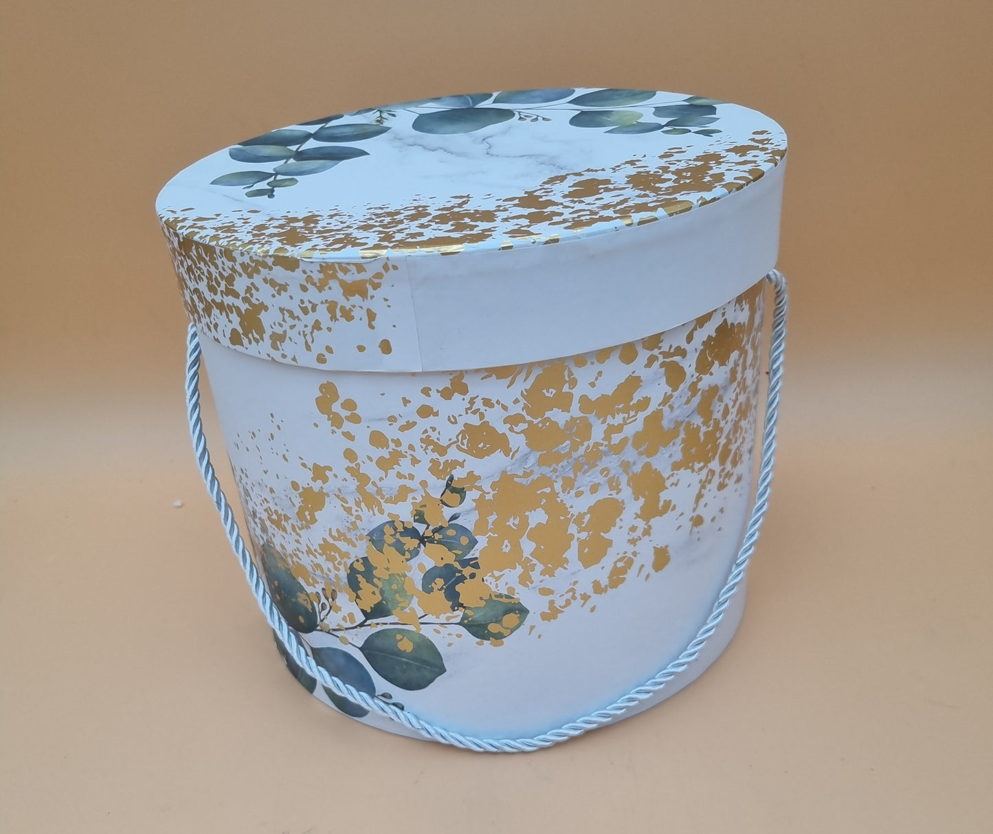 Box mit Deckel 22x19cm "Weiß mit Eukalyptus 697"